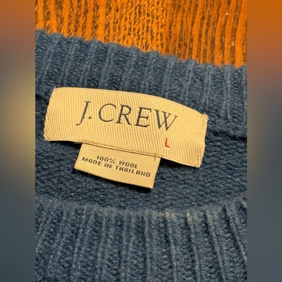 Vintage J. Crew 100% Wool Blue Crewneck Sweater Men's Large classic preppy Y2K - Picture 5 of 16